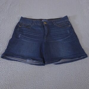 Democracy Shorts Womens 16 Indigo Ab solution Stretch Denim Distressed Dark Wash